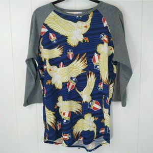 LuLaRoe RANDY Top, size Large - Eagles Raglan 4th of July American Baseball Top